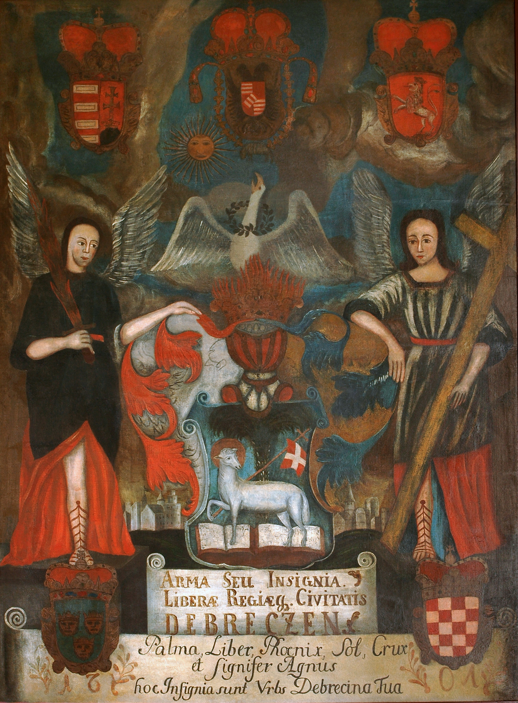 Debrecen szabad királyi város olajfestésű címerképe, 1801